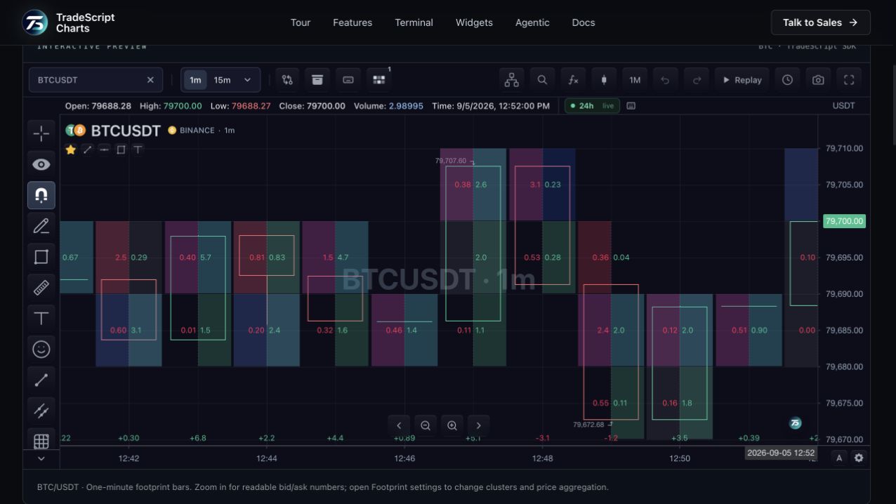 TradeScript Footprint charts preview