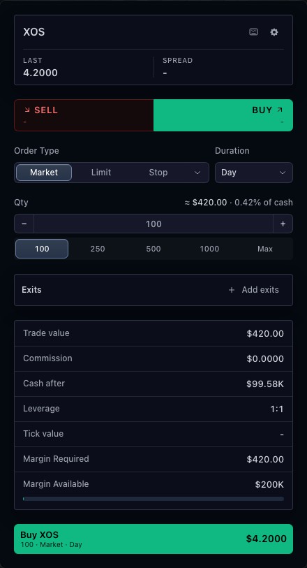 TradeScript Order ticket preview